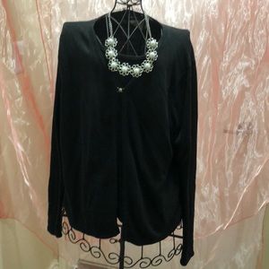 Black Combination Sweater Top—Sweater is Attached